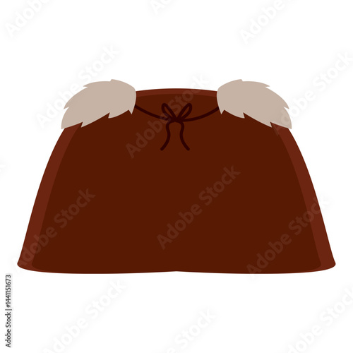 Winter fur muff with drawstring. Vector