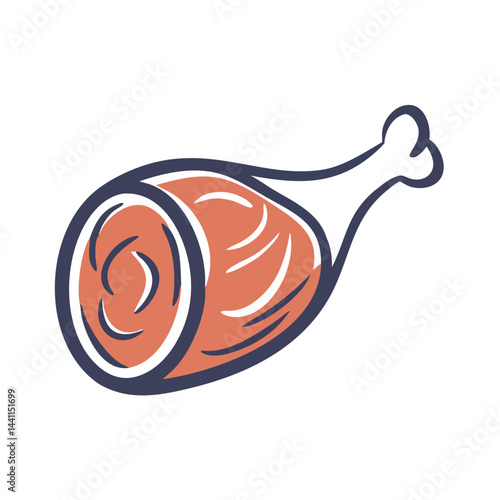 Pork knuckle icon, colorful design, for meat dishes and culinary delights