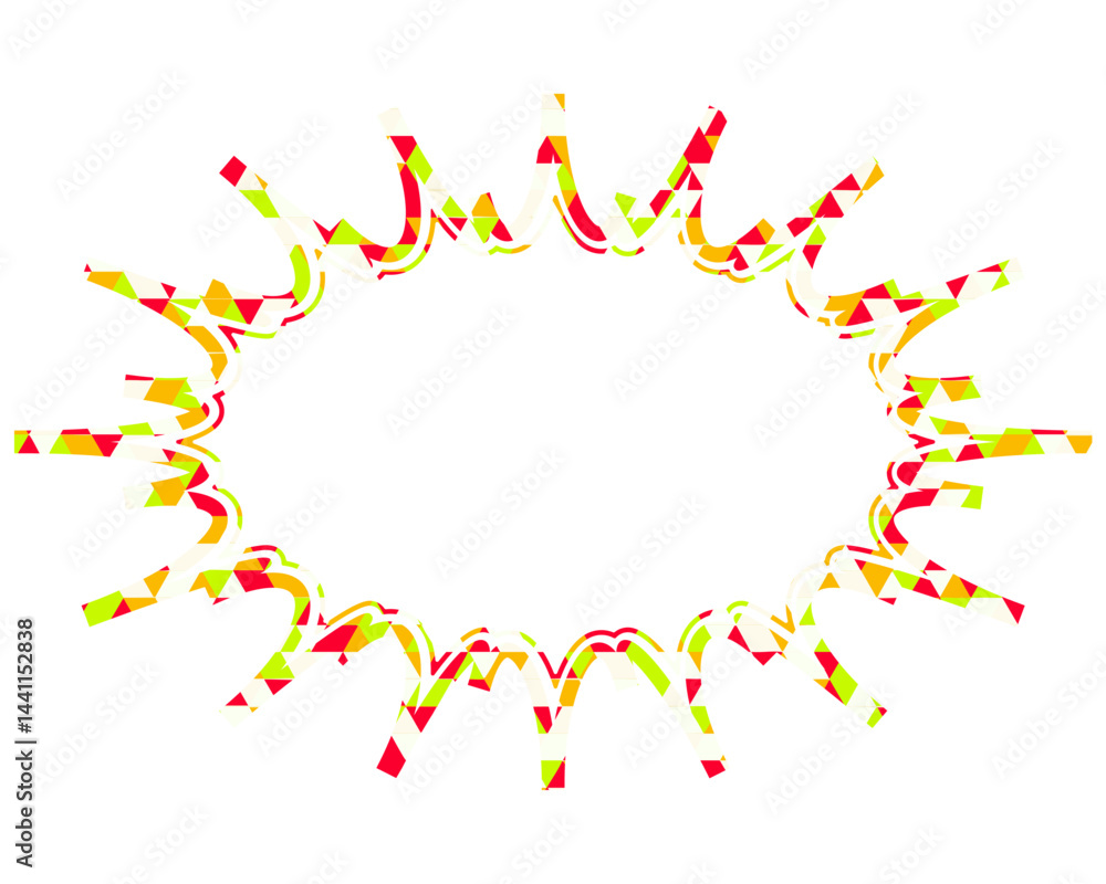 Naklejka premium ステンドグラス風吹き出し 三角形模様 細長いギザギザした形