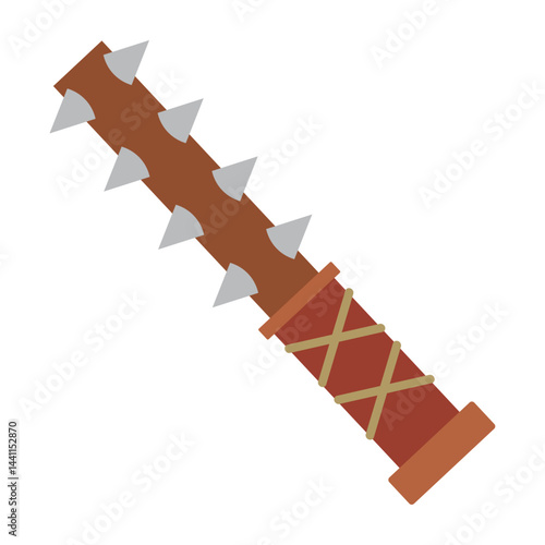 Wooden spiked club icon. Vector