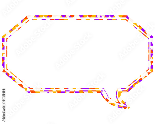 ステンドグラス風吹き出し　三角形模様　細長い八角形