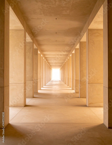 Modern Corridor Interior with Warm Light Architectural Design Concept