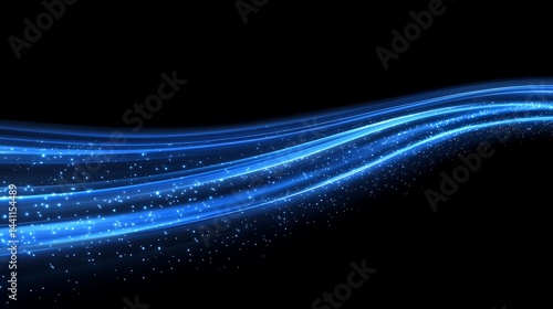 Abstract blue light streaks on a black background, resembling flowing energy or data streams