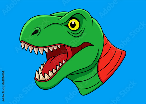 Animated T-Rex Head: A vibrant and captivating cartoon rendering of a Tyrannosaurus Rex head.