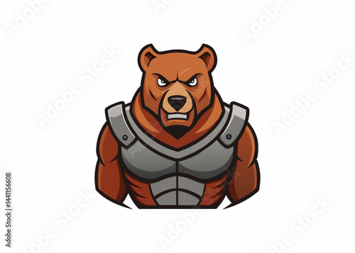 Brave Grizzly: A fierce and majestic grizzly bear, exuding strength and power, clad in protective armor, stands ready for battle, a symbol of courage and resilience.