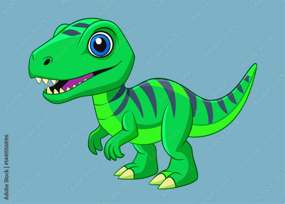 Cute Cartoon Dinosaur in vibrant green: A friendly and adorable cartoon dinosaur with a cheerful grin stands against a light blue backdrop, perfect for children's projects and playful designs. Cute Cartoon Dinosaur in vibrant green: A friendly and adorable cartoon dinosaur with a cheerful grin stands against a light blue backdrop, perfect for children's projects and playful designs.