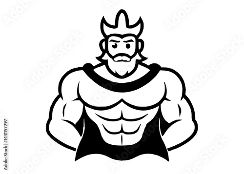 Wallpaper Mural Strongman Icon: A bold black and white vector icon depicting a powerful strongman, radiating strength, determination, and a touch of humor. Torontodigital.ca