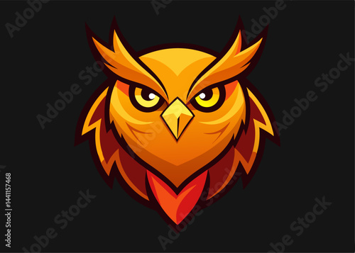 Golden Wisdom's Gaze: A majestic owl's captivating portrait, showcasing striking golden hues and intense gaze, perfect for evoking wisdom.