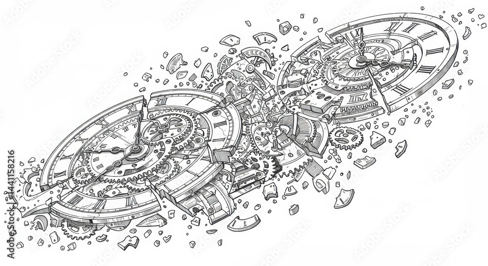 Obraz premium Time-Traveling Clock in Different Eras