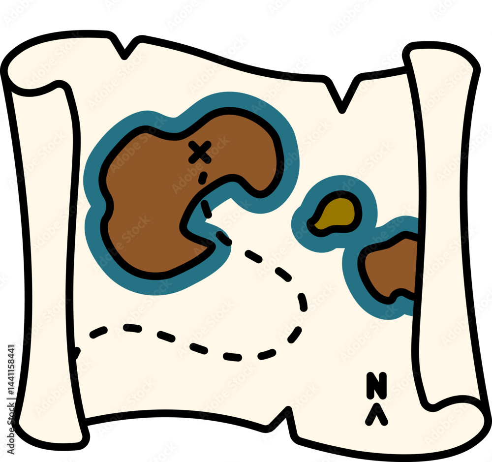 treasure map illustration on a white background treasure map illustration on a white background