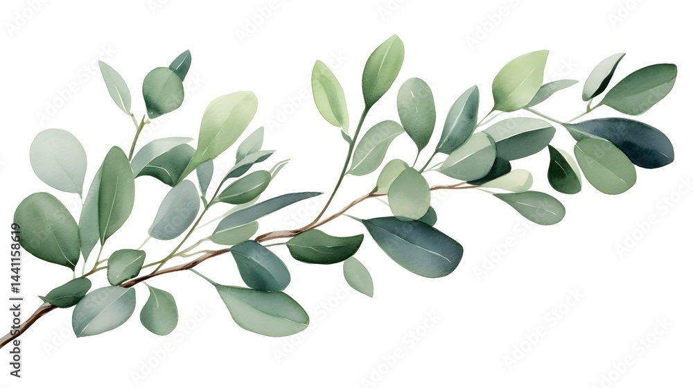 Fototapeta premium Fresh green eucalyptus branch frame on a white background for design projects
