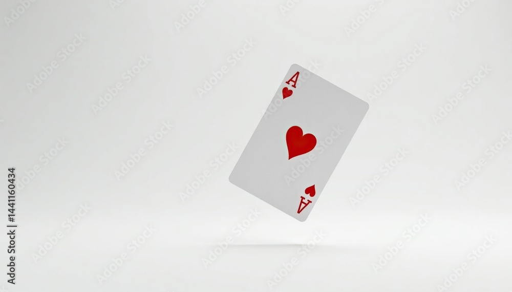 Obraz premium A lone playing card flipping in mid-air, white background , magic, poker