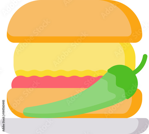 vada pav illustration on a white background     