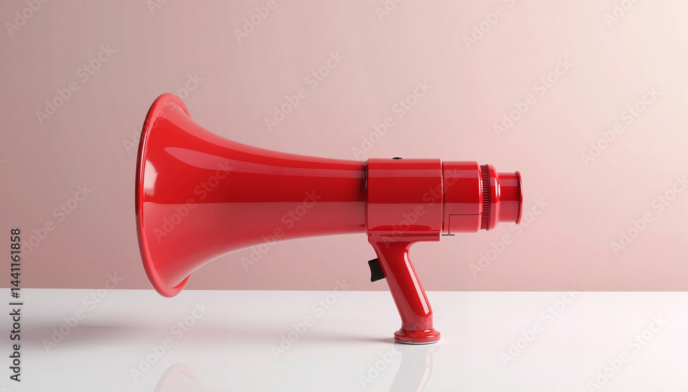 Red Megaphone on White Surface Against Pink Background, Black Friday