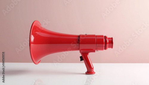 Obraz na płótnie Red Megaphone on White Surface Against Pink Background, Black Friday w salonie