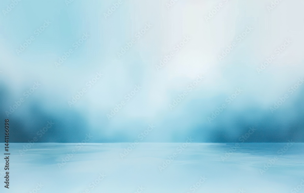 Fototapeta premium calm and serene blue gradient background with a smooth reflective surface and soft blurred light transition evoking tranquility and peacefulness