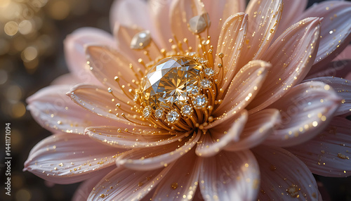 gold crystal flowers