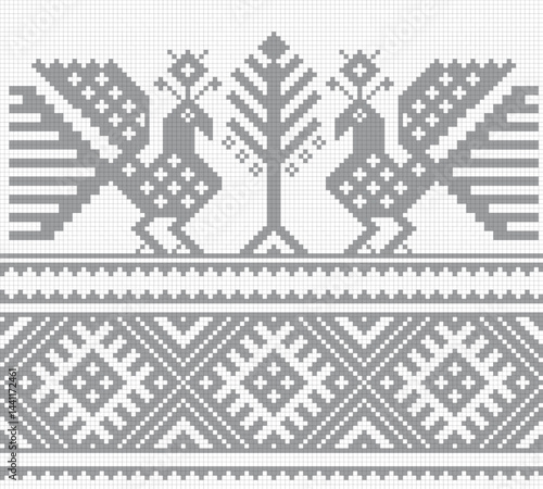Embroidery scheme. Slavic ethnic motifs. Embroidery for decorating folk costumes and household items. Russian embroidery, Folk embroidery. Embroidery scheme