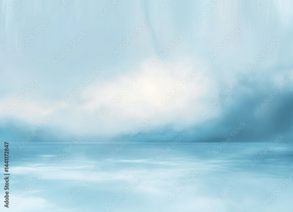 calm expansive frozen lake under a cloudy pale blue sky with soft light and serene atmosphere calm expansive frozen lake under a cloudy pale blue sky with soft light and serene atmosphere