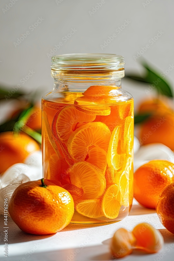 Homemade Korean Mandarin Syrup in Glass Jar Homemade Korean Mandarin Syrup in Glass Jar