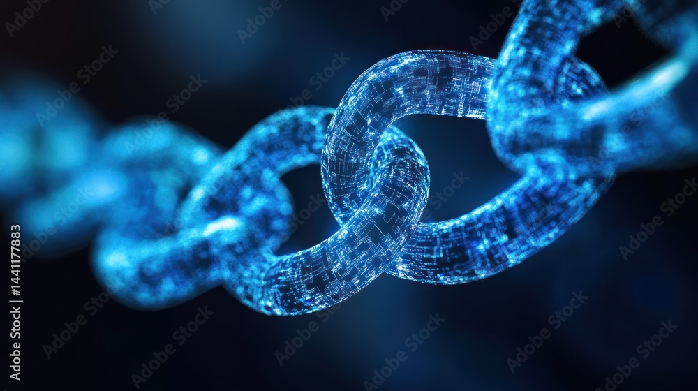 Digital Chain Linking, Dark Background Digital Chain Linking, Dark Background