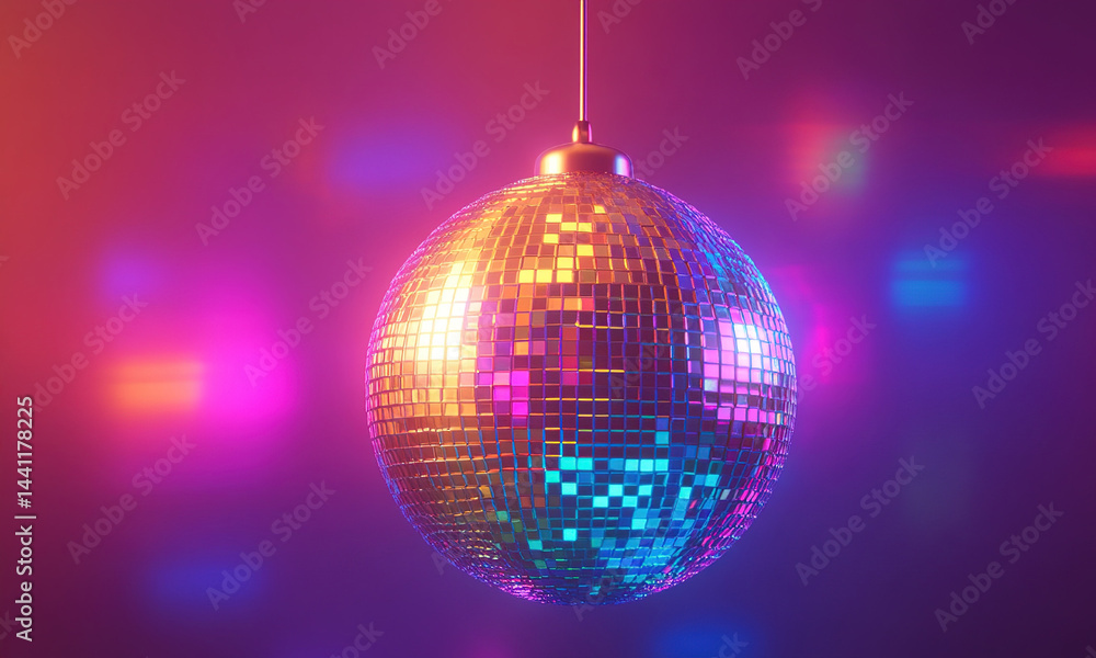 Obraz premium colorful circle disco party lights background, glow 6