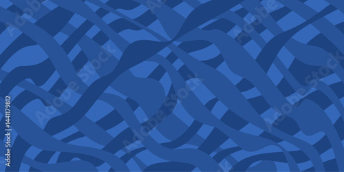 Niebieskie tło w nieregularne abstrakcyjne paski. Minimalistyczne graficzne tło do projektów.