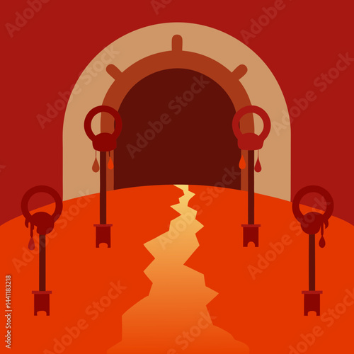 A golden key resting on a cloud, symbolizing access to the kingdom of heaven.