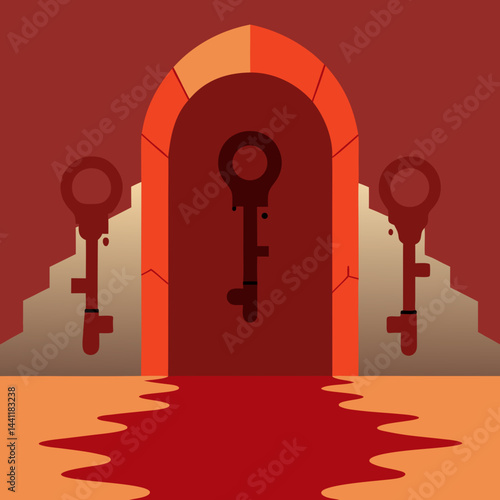 A golden key resting on a cloud, symbolizing access to the kingdom of heaven.