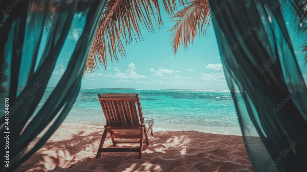 Obraz premium Beachside Relaxation Under Palm Trees