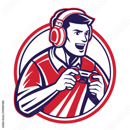 Gamer with Headphones and Controller