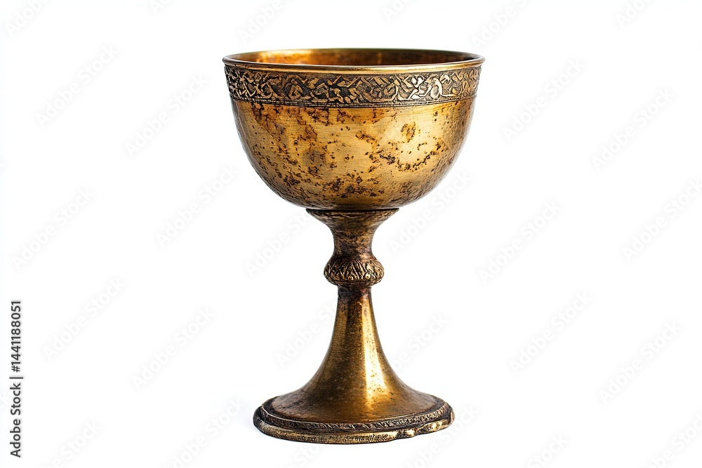 An antique golden chalice with a rustic look An antique golden chalice with a rustic look