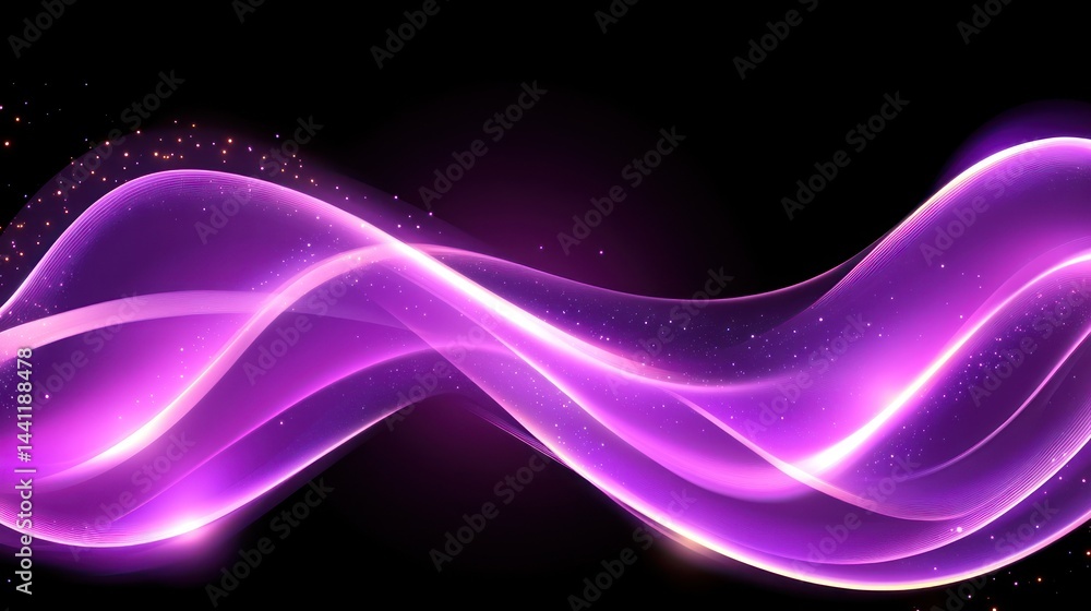 Abstract Purple Wave Glowing With Light Particles Abstract Purple Wave Glowing With Light Particles