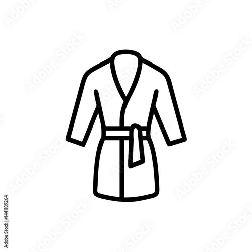 Bathrobe vector icon, comfortable robe with belt for spa, hotel, or home wear concept, line art illustration, transparent background
