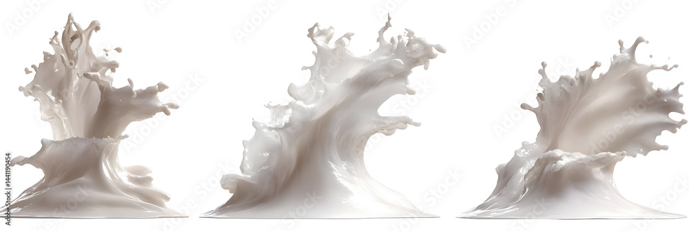 Fototapeta premium Dynamic milk splash composition against a stark black background, showcasing fluid motion