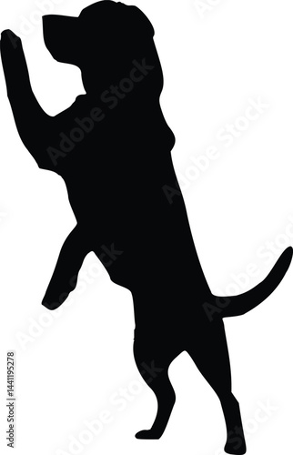 Labrador Dog High Five Pose Silhouette Illustration Vector