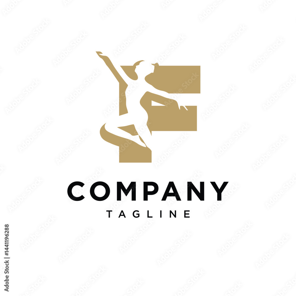 Naklejka premium Letter F Dance Logo Icon Vector