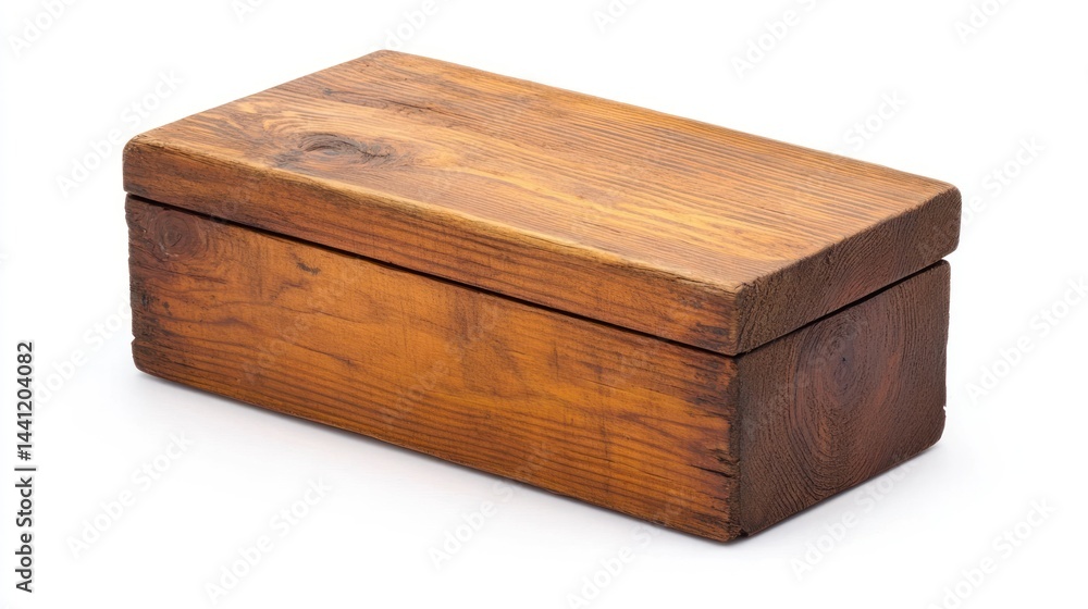 Rustic wooden box, studio shot, white background, storage Rustic wooden box, studio shot, white background, storage
