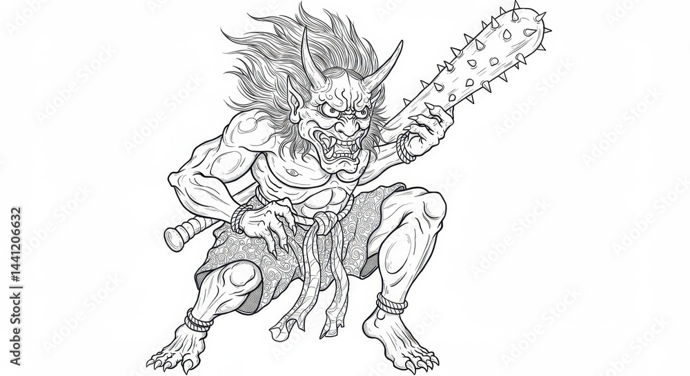 Fototapeta premium Oni Demon with Kanab Club