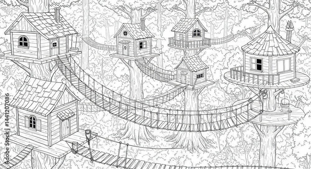 Obraz premium Fantasy Treehouse Village