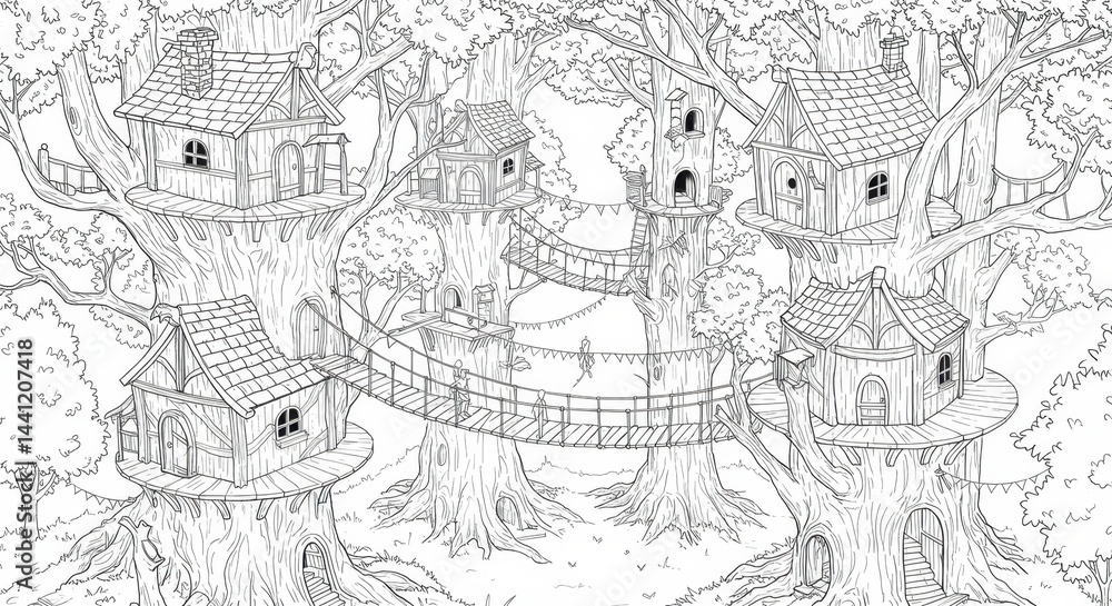 Fototapeta premium Fantasy Treehouse Village