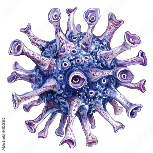 illustration of Giant Marine Virus, watercolor vector, isolated on a white background.