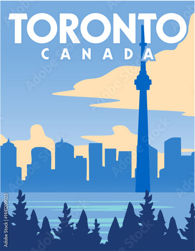 toronto canada with building silhouette