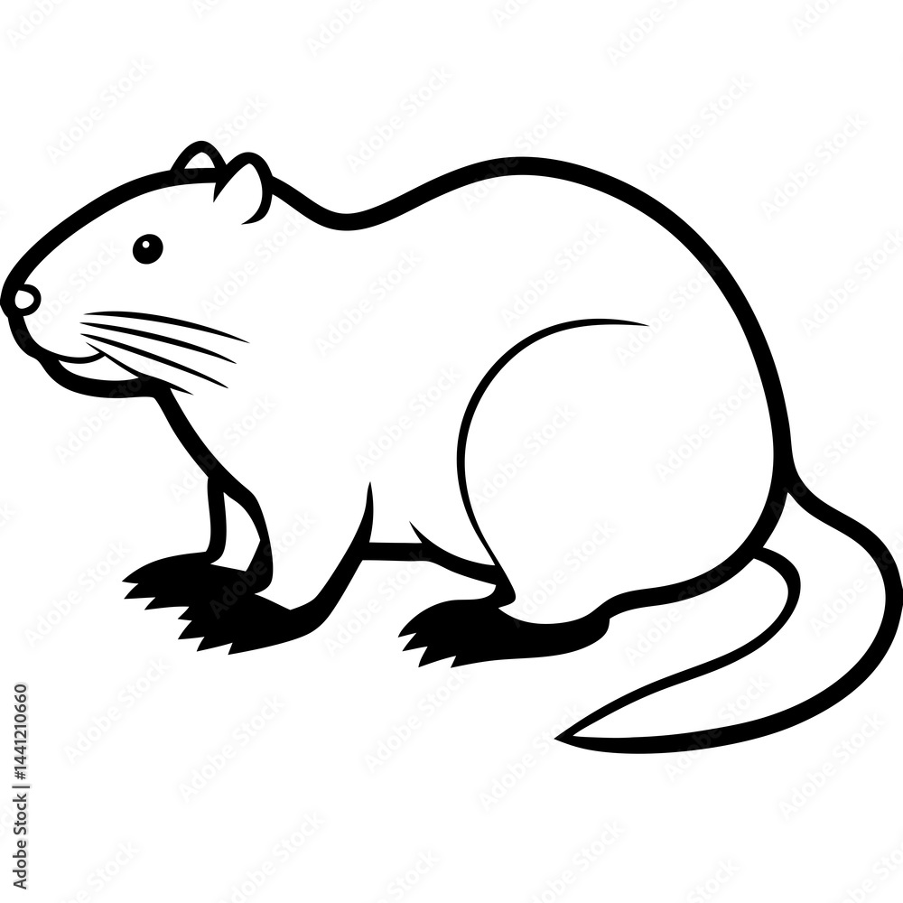 Simple Beaver Silhouette Vector on White Simple Beaver Silhouette Vector on White