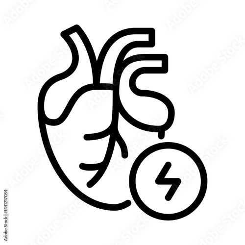 heart attack outline icon. heart disease black line illustration.