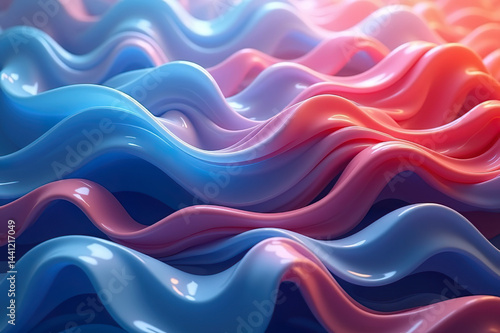 Wallpaper Mural Vibrant Abstract Fluid Composition with Smooth Blue and Red Lines 3D Render with Flowing Ribbons and Backlighting Modern Digital Artwork Torontodigital.ca