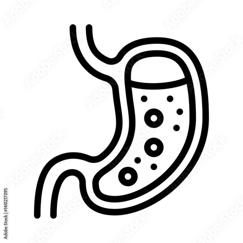 Gerd outline icon. stomach disease black line illustration.