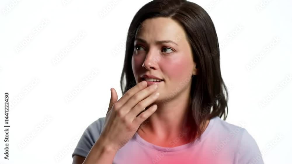 Woman Talking About Something Serious on White Background Woman Talking About Something Serious on White Background