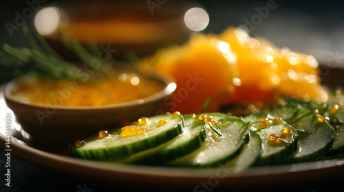 Fresh Cucumber Slices with Orange Sauce