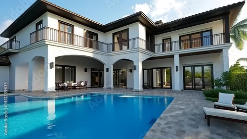 Wallpaper Mural Luxury Estate with Swimming Pool and Lush Tropical Landscape, Perfect Getaway Torontodigital.ca